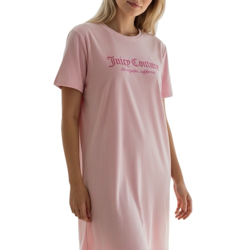 EUC Juicy Couture Soft Pink Velour Lounge Dress/Sleep Shirt Size 2x